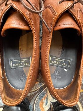 Ted Baker Cognac Brown Leather Lace-Up Slip-Ons